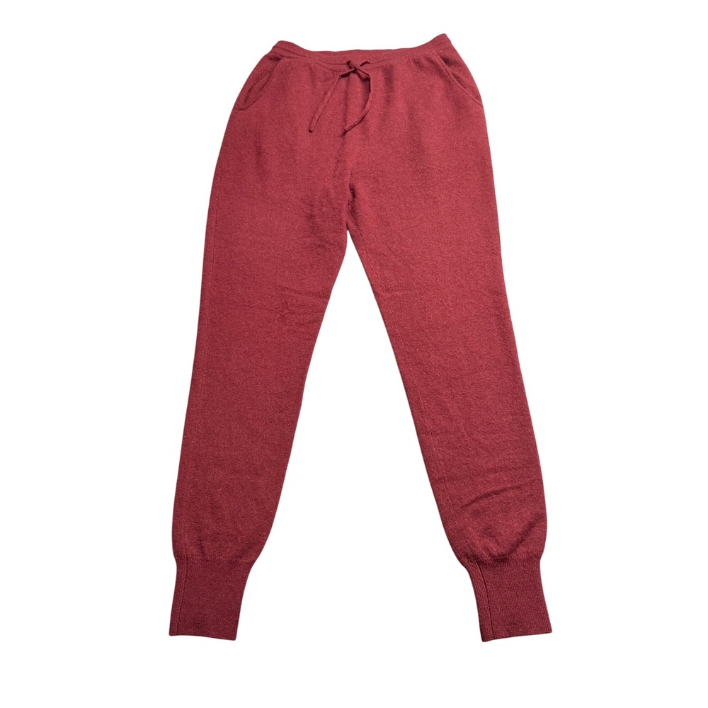NAADAM 100% Cashmere Joggers XXS Burgundy Red Knit Drawstring Sweatpants Luxury